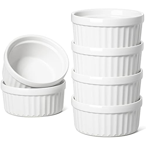 LE TAUCI Ramekins 4 OZ Oven Safe, Creme Brulee Ramekins, Pudding Custard Cups