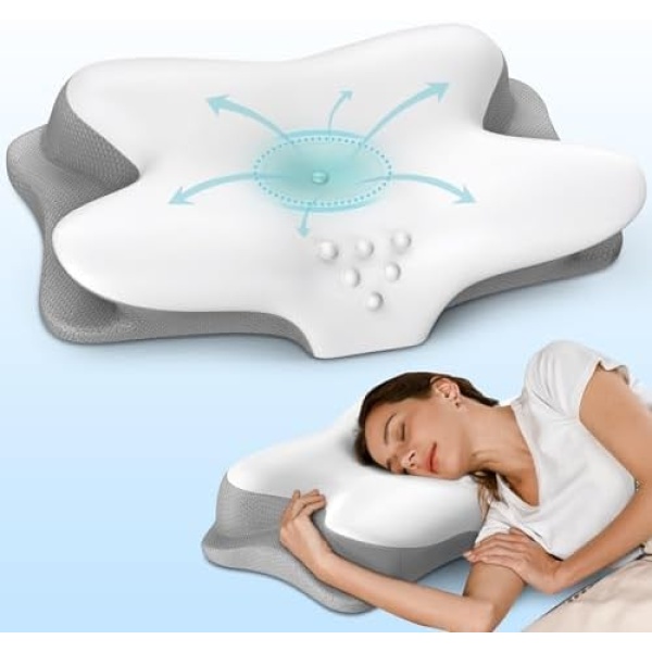 Cervical Neck Pillow for Pain Relief - Ergonomic Side Sleeper Pillow