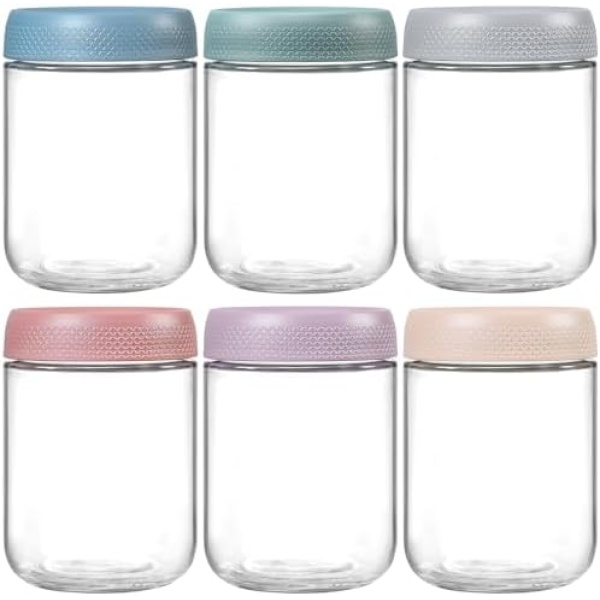 NETANY 6-pack 16 oz Overnight Oats Containers with Lids, Glass jars