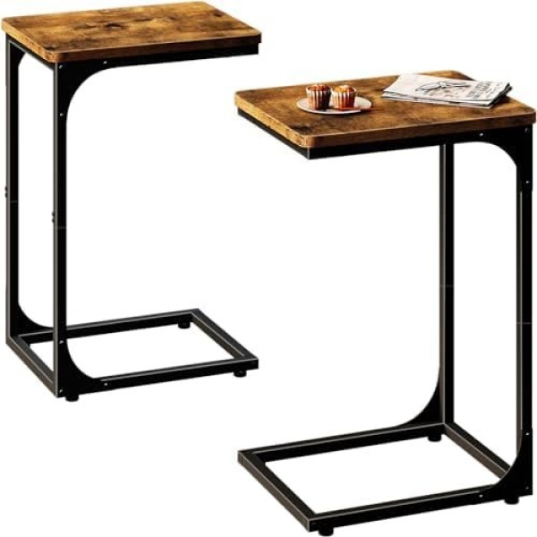 QEEIG C Table Side Table Set of 2 Living Room Sets C Shaped Couch Tray End Table