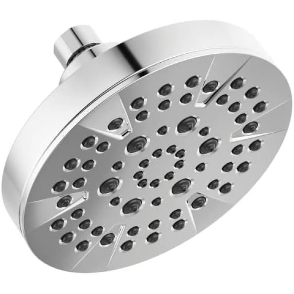 Delta 6-Setting Chrome Shower Head with High Pressure Spray, 6 Inch Round Shower