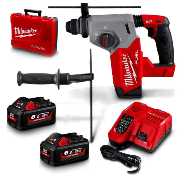 MILWAUKEE 18V FUEL™ 2 X 6.0AH 26MM SDS PLUS ROTARY HAMMER KIT M18FH-602C